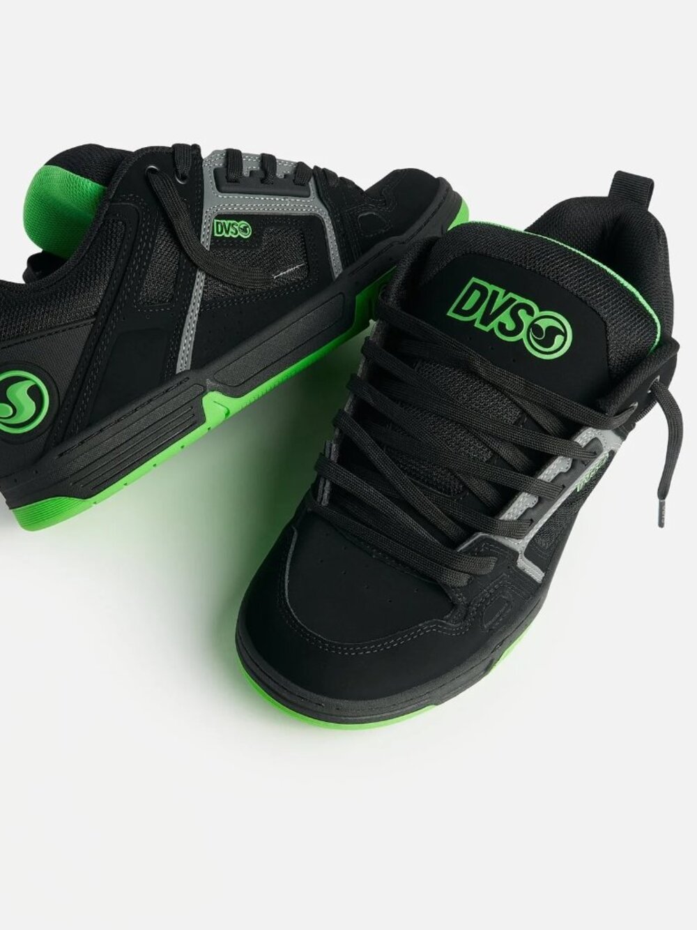 DVS Shoes Comanche in Black / Charcoal / Lime, Size 10